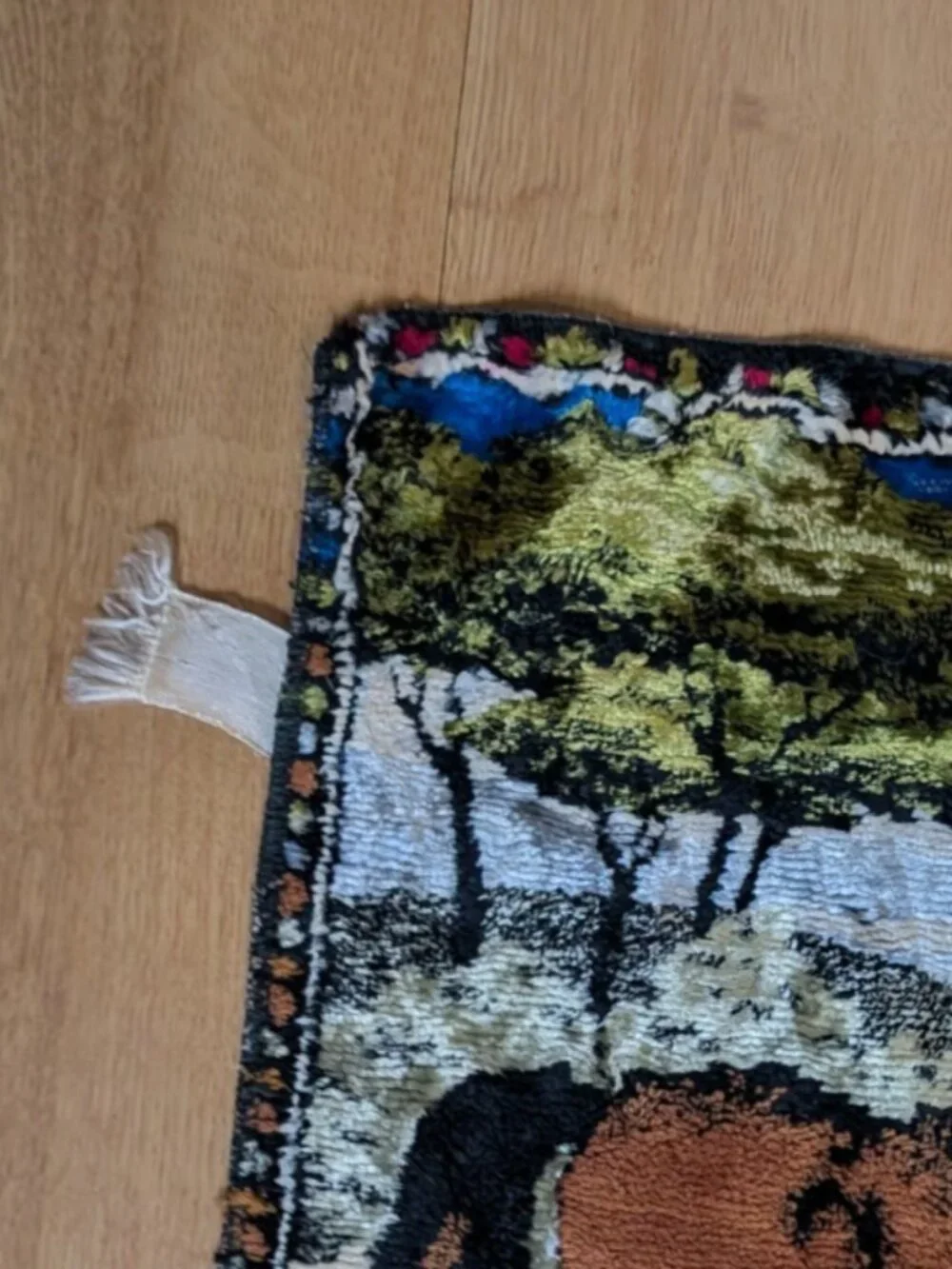 Vintage GORGEOUS Velvet Horse Tapestry Wall Hanging Rug  15.5 x 6